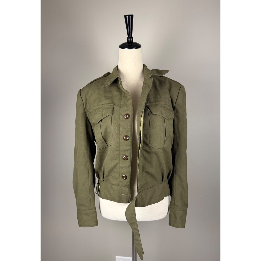 Greek Army Ike Jacket Wool Field Olive Green Military Vintage S M